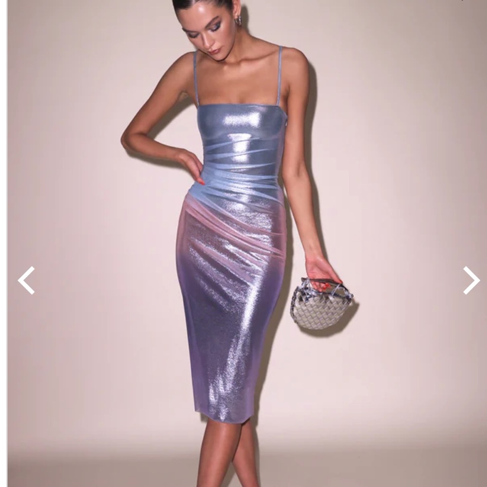 FLEUR DU MAL Metallic Ombré Mesh Ruched Dress XS - Picture 2 of 7